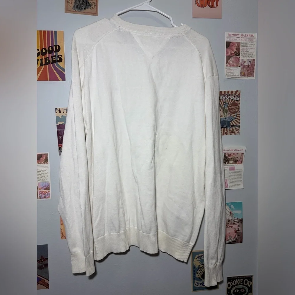Tommy Hilfiger White Crewneck Pullover with Flag Logo